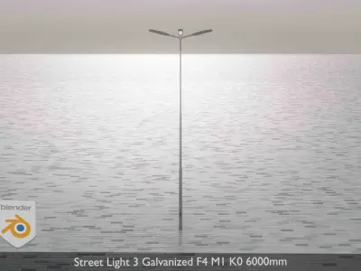 Street Light 3 Galvanized F4 M1 K0 6000 mm  Low-poly 3D model