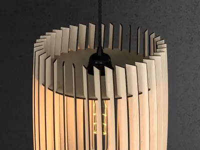 Wood Pendant Lamp 3 3D model