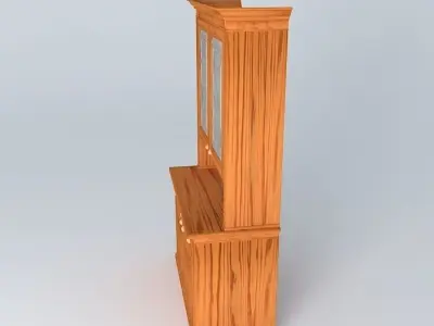 Sideboard wooden hutch with glass doors Free 3D model