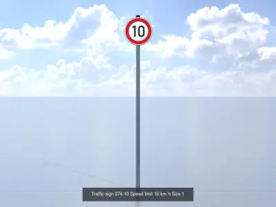 german traffic sign for speed limitation in size-1 3D Model Pack