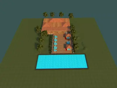 beach resort Low-poly 3D model