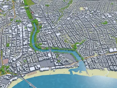 Santa Cruz California USA 20km Low-poly 3D model