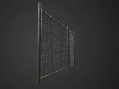 Modular Chain-Link Fence PBR Square and Round 3D model