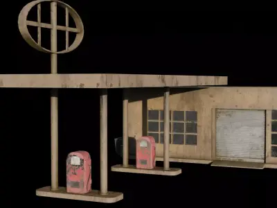 Gas station Free low-poly 3D model