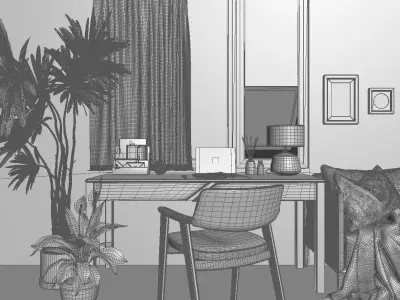 Bedroom interior scenes Low-poly 3D model