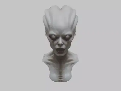 Science Fiction ALien Fantasy Woman Head Bust Low-poly 3D model