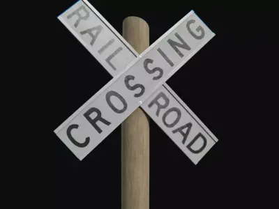 Railway-crossing roadsign Low-poly 3D model