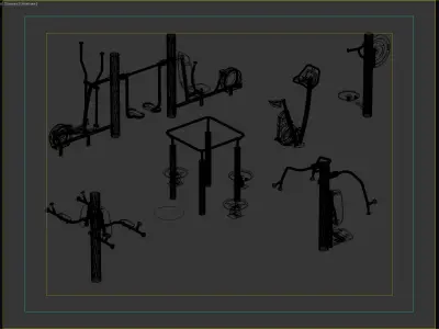 Comprehensive Outdoor Gym Equipment Set 3D model