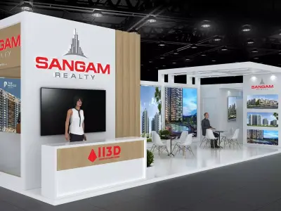 Exhibition Stand Stall Two Side Open 15X5 3D model