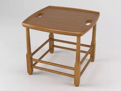 Magrini stool with wooden seat 3D model