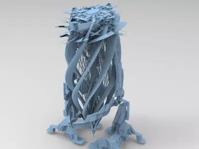 Brutalist spiral gravity tower 3D model