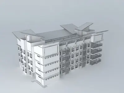 Hostel school building 3D model