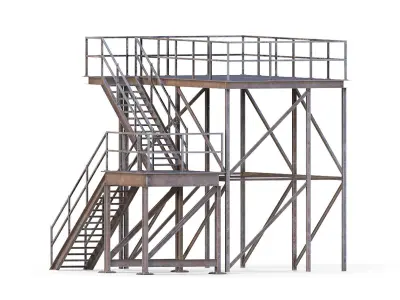 Industrial stair Low-poly 3D model