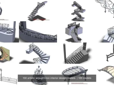 100 artistic interior and exterior metal work 3D Model Pack