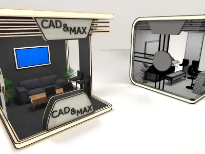 Metallic Exhibition Stall 3D Model 3D model