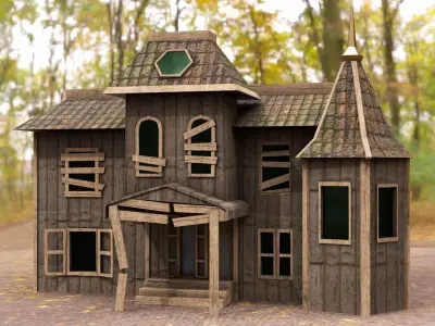 Haunted Wooden House 2 Low-poly 3D model