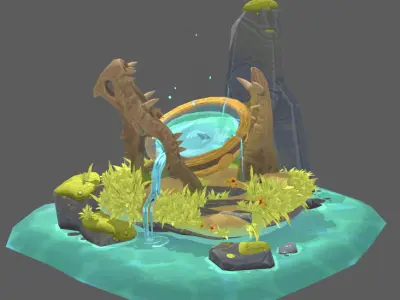 Spring of Life Resurrection Point The Land of Healing Low-poly 3D model