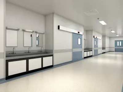 Hospital corridor Low-poly 3D model