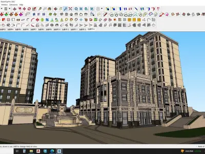 Shopping mall with classical apartments 3d model 3D model