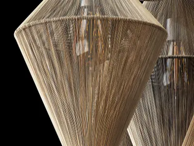 Lamp wood rattan wicker Cone n5 3D model