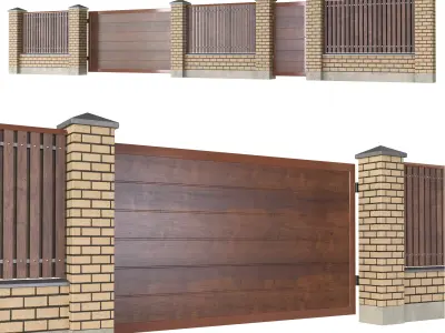 Brick fence 3D model