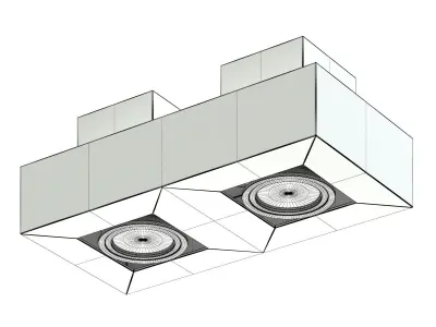 Double Rectangular Halogen Light 3D Model 3D model