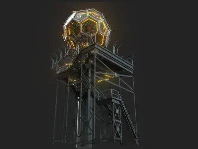 SCIFI DATATOWER Low-poly 3D model