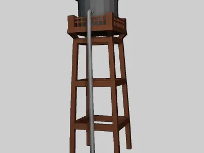 Water Tower - Farm Silo Low-poly 3D model