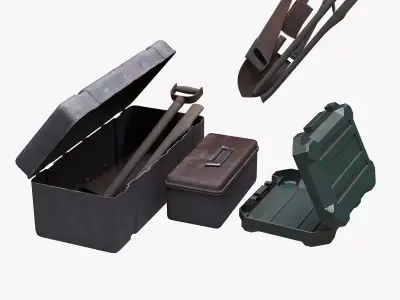 Old Dirty Full Detailed Toolbox Low-poly 3D model