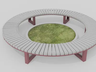 Outdoor Wooden Bench 11 Low-poly 3D model