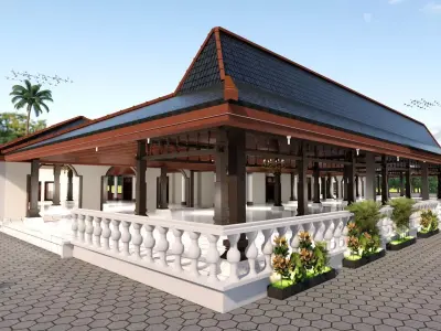 Javanese combine madinah Mosque exterior and interior  3D model