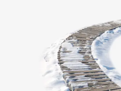 Ultra realistic Snow wooden trail 3D model
