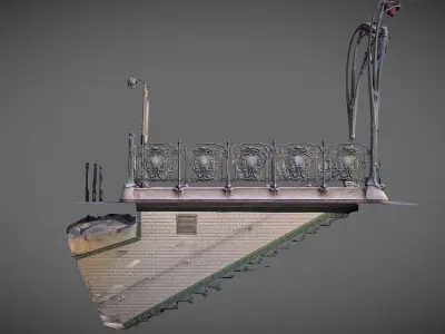 Art Nouveau Subway Entrance Paris Low-poly 3D model