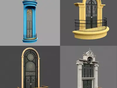 Classic Door  Windows Set 3D model