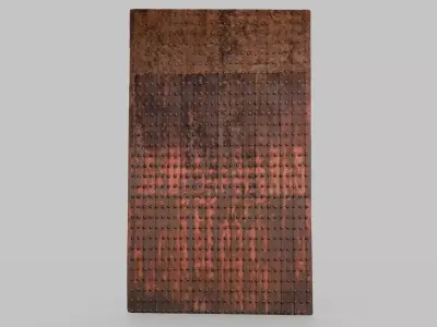 Medieval Riveted Iron Gate Panel Low-poly 3D model