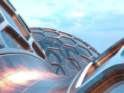 Sci Fi Hexagon Glass Dome Kitbash Collection 3D model