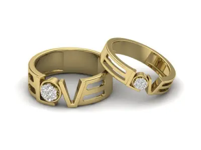 Couple Band Ring 3dm stl render detail  3D print model