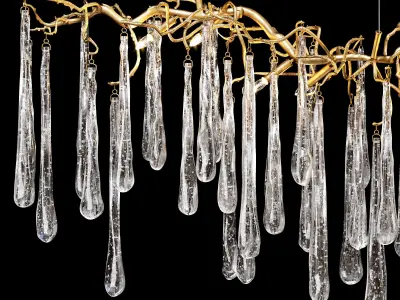 John-Richard Brass and Glass Teardrop Nine-Light Chandelier 3D model