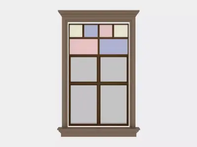 Pavilion Window 4 Low-poly 3D model