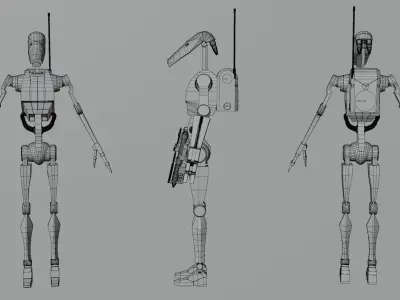 Clone wars style B1 Battle Droid Low-poly 3D model