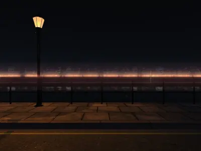 Skyline - City at Night Low-poly 3D model