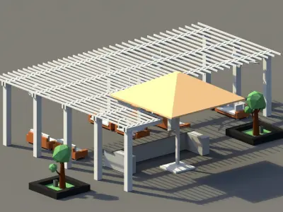 Low Poly Holiday Summer Bar Low-poly 3D model