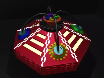 metal robot with wires 3D model