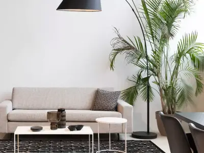 Modern Adjustable Black Arc Floor Lamp  3D model