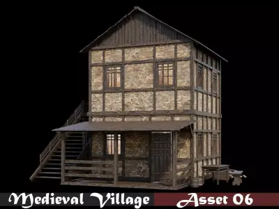 Medieval Village Asset 06 - 4K Textures Game Ready Low-poly 3D model