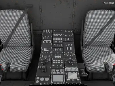  Twin Turbine Military Helicopter with Side Doors Brown Used Rigged for Cinema 4D 