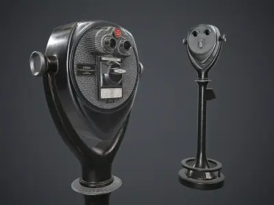 Coin-operated Telescope Binoculars PBR Game Ready Low-poly 3D model
