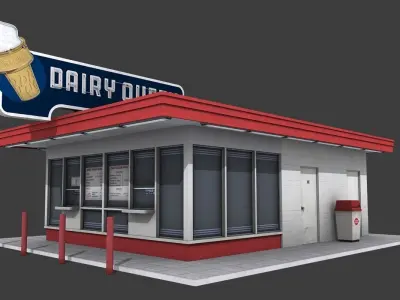 Dairy Queen Building Low-poly 3D model