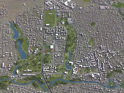 Kretinga - 3D City Model Low-poly 3D model