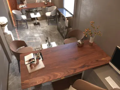 Office modern with marble and gold accents 3D model